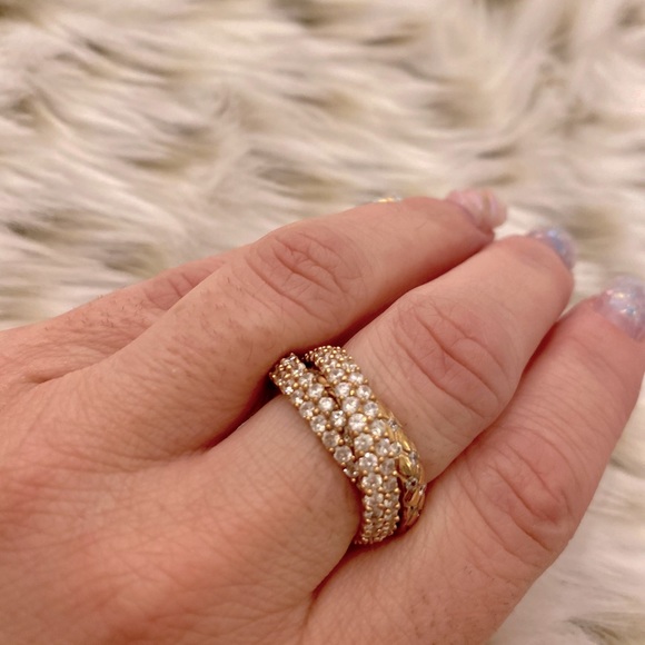 Stunning Rose Gold Over Sterling & CZ Interlocking Bangle & Ring Set - Picture 6 of 6